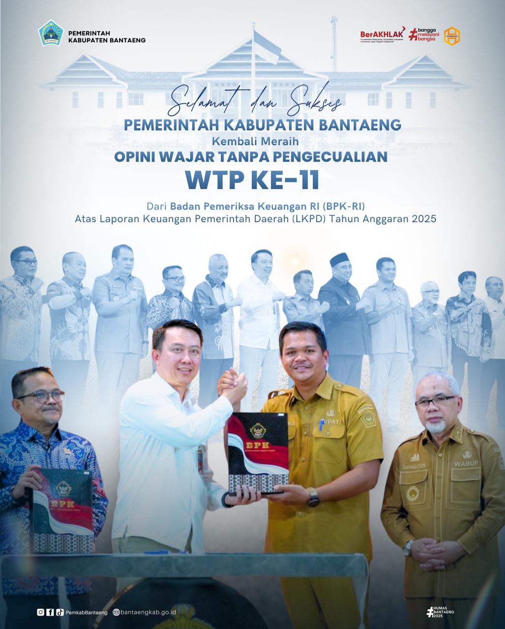 Untuk ke-11 Kalinya, Pemkab Bantaeng Raih Opini Wajar Tanpa Pengecualian